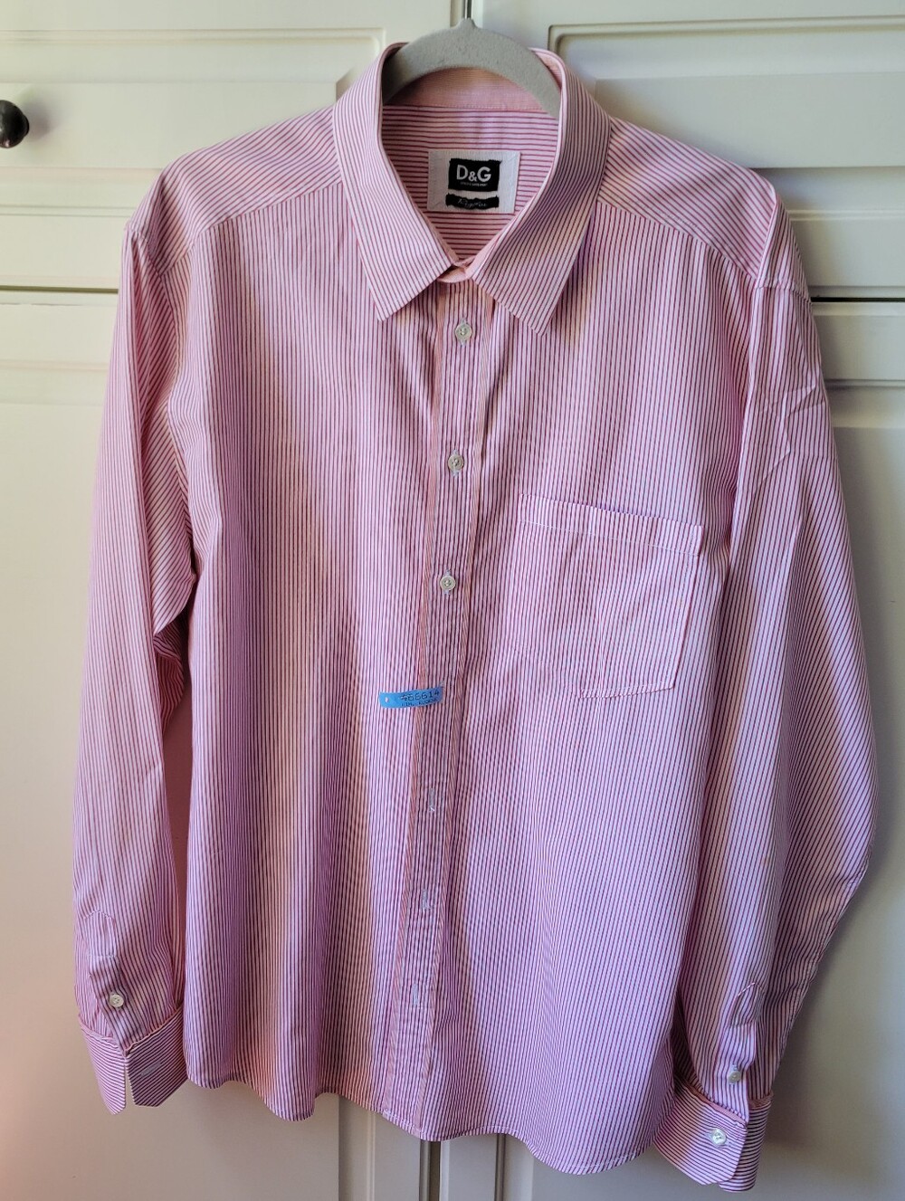 D&G Dolce&Gabbana Button-Up Shirt, Men's 56 Pink Striped